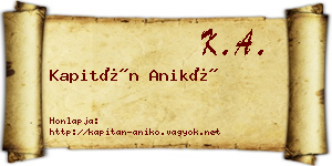 Kapitán Anikó névjegykártya